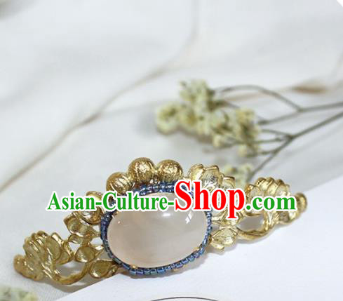 Traditional Chinese Ancient Hanfu Rose Chalcedony Hair Clip Princess Hairpins Handmade Hair Accessories for Women