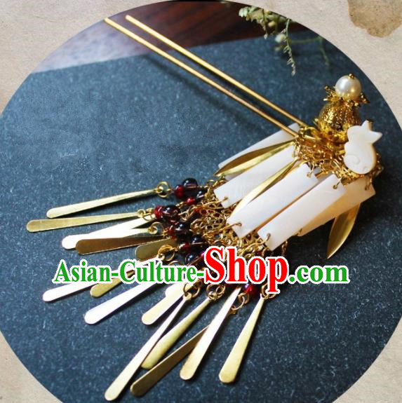 Chinese Ancient Hanfu Shell Tassel Hair Clip Princess Hairpins Traditional Handmade Hair Accessories for Women