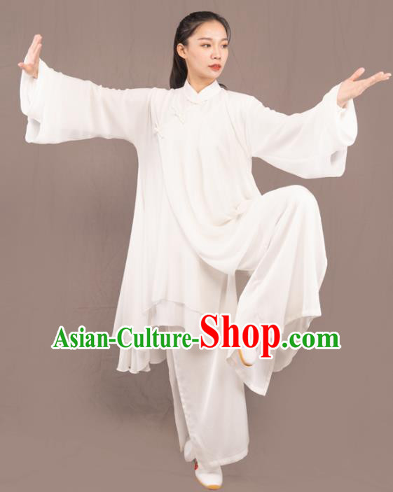 Traditional Chinese Martial Arts White Costume Professional Tai Chi Competition Kung Fu Uniform for Women
