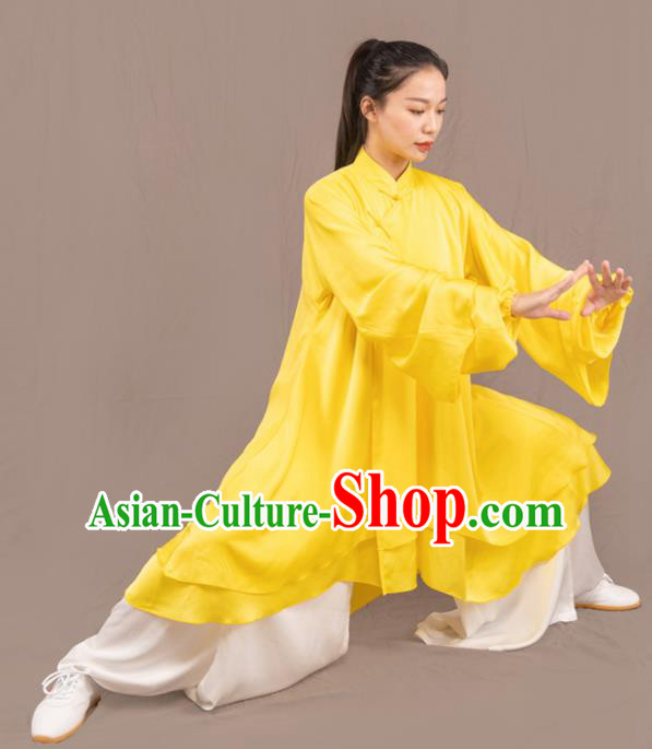 Traditional Chinese Martial Arts Yellow Costume Professional Tai Chi Competition Kung Fu Uniform for Women