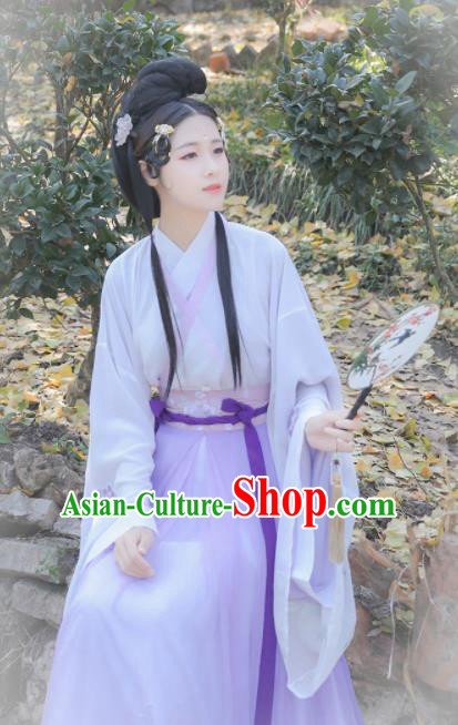 Chinese Traditional Ancient Historical Costume Jin Dynasty Court Princess Embroidered Hanfu Dress for Women