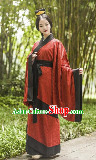 Chinese Traditional Han Dynasty Court Lady Historical Costume Ancient Princess Wedding Embroidered Hanfu Dress for Women