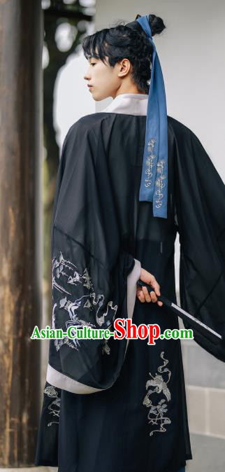 Chinese Traditional Jin Dynasty Scholar Historical Costume Ancient Nobility Childe Embroidered Clothing for Men