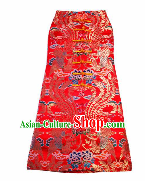 Chinese Traditional National Costume Red Brocade Skirt Tang Suit Dress for Women
