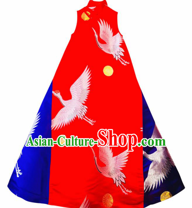 Chinese Traditional Catwalks Costume National Red Cheongsam Tang Suit Qipao Dress for Women