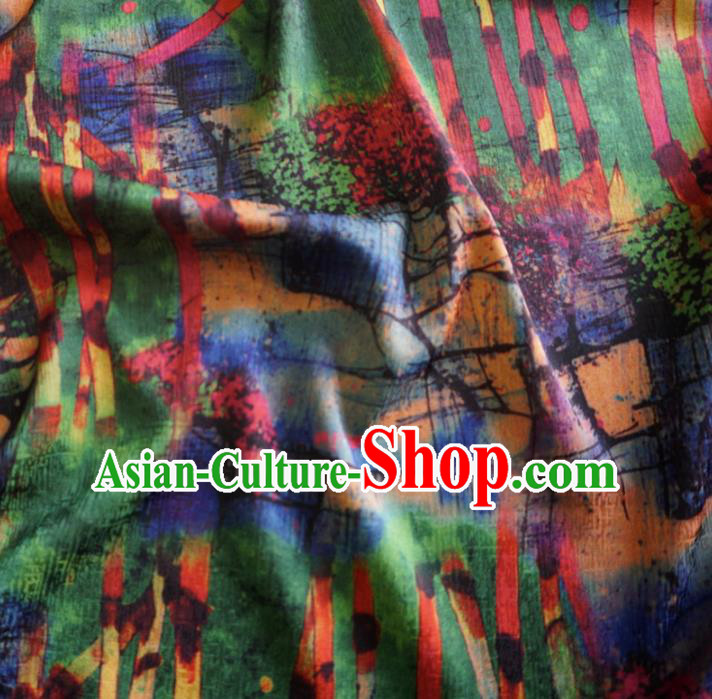 Asian Chinese Traditional Pattern Green Watered Gauze Cheongsam Silk Fabric Chinese Fabric Material