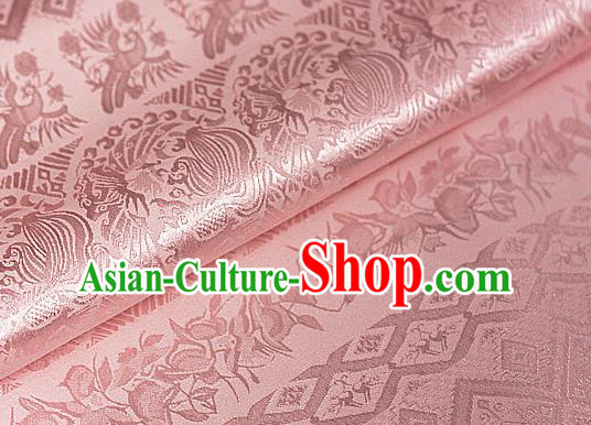 Asian Chinese Traditional Royal Pattern Light Pink Brocade Cheongsam Silk Fabric Chinese Satin Fabric Material
