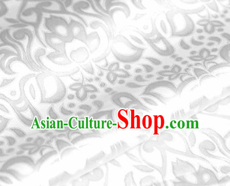 Asian Chinese Traditional Royal Lotus Pattern White Brocade Cheongsam Silk Fabric Chinese Satin Fabric Material