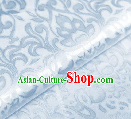 Asian Chinese Traditional Royal Lotus Pattern Light Blue Brocade Cheongsam Silk Fabric Chinese Satin Fabric Material