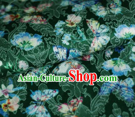 Asian Chinese Traditional Butterfly Pattern Green Brocade Cheongsam Silk Fabric Chinese Satin Fabric Material