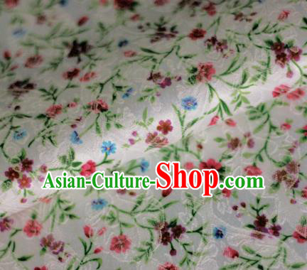 Asian Chinese Classical Flowers Pattern White Brocade Cheongsam Silk Fabric Chinese Traditional Satin Fabric Material
