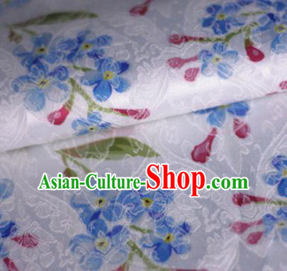 Asian Chinese Classical Little Flowers Pattern White Brocade Cheongsam Silk Fabric Chinese Traditional Satin Fabric Material