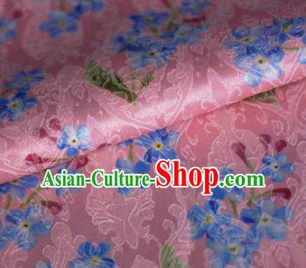 Asian Chinese Classical Little Flowers Pattern Pink Brocade Cheongsam Silk Fabric Chinese Traditional Satin Fabric Material