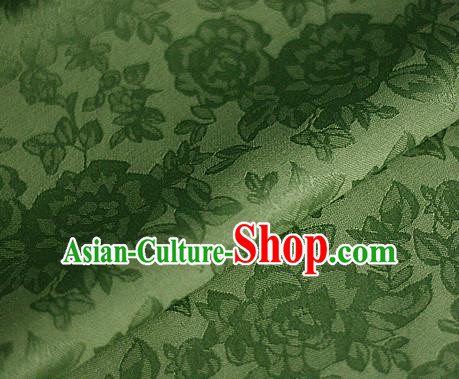 Asian Chinese Classical Peony Pattern Green Brocade Cheongsam Silk Fabric Chinese Traditional Satin Fabric Material