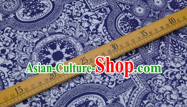 Chinese Classical Pattern Blue Brocade Cheongsam Silk Fabric Chinese Traditional Satin Fabric Material