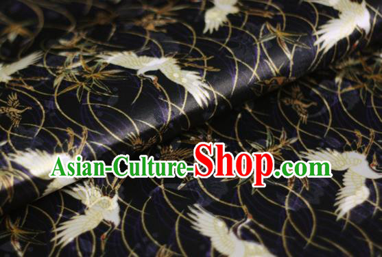 Chinese Classical Cranes Pattern Design Black Brocade Cheongsam Silk Fabric Chinese Traditional Satin Fabric Material
