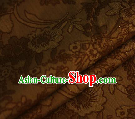 Brown Brocade Chinese Classical Peony Pattern Design Satin Cheongsam Silk Fabric Chinese Traditional Satin Fabric Material