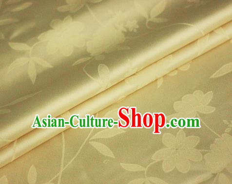 Chinese Yellow Brocade Classical Flowers Pattern Design Satin Cheongsam Silk Fabric Chinese Traditional Satin Fabric Material