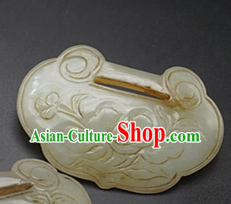 Handmade Chinese Jade Carving Longevity Lock Pendant Traditional Jade Craft Jewelry Accessories