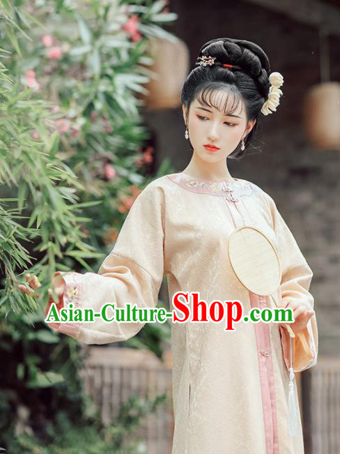 Asian Chinese Ancient Nobility Lady Embroidered Hanfu Dress Traditional Ming Dynasty Historical Costume for Women