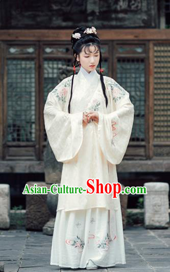 Asian Chinese Ancient Royal Princess Embroidered Hanfu Dress Traditional Ming Dynasty Palace Historical Costume for Women
