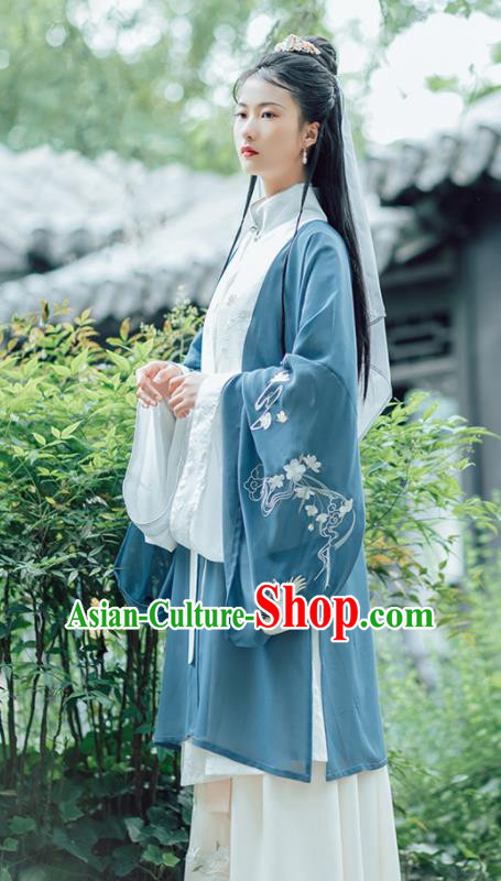 Chinese Ancient Taoist Nun Embroidered Hanfu Dress Traditional Ming Dynasty Miao Yu Historical Costume for Women