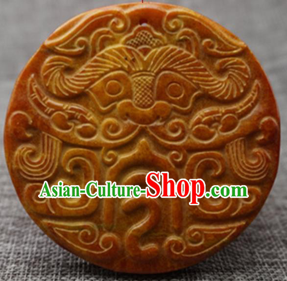 Chinese Handmade Jewelry Accessories Carving Beast Jade Pendant Ancient Traditional Jade Craft Decoration
