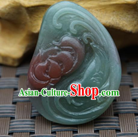 Chinese Handmade Carving Lotus Magpie Jade Pendant Jewelry Accessories Ancient Traditional Jade Craft Decoration