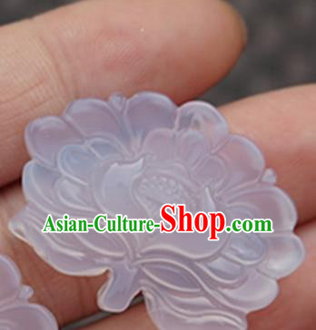 Handmade Chinese Ancient Carving Chalcedony Lotus Jade Pendant Traditional Jade Craft Jewelry Decoration Accessories