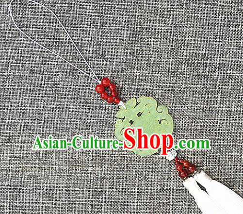 Chinese Handmade Jade Craft Carving Dragon Waist Accessories Tassel Jade Pendant Jewelry Decoration