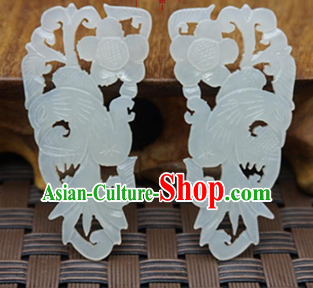 Chinese Ancient Jewelry Accessories Carving Birds Jade Pendant Traditional Handmade Jade Craft Decoration