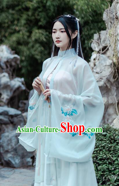 Chinese Ancient Nobility Lady Embroidered Chrysanthemum Hanfu Dress Traditional Drama Ming Dynasty Historical Costume for Women