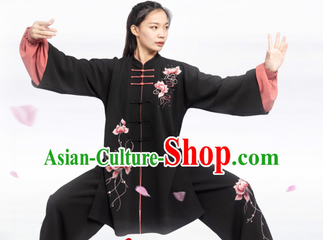 Top Chinese Classical Competition Championship Professional Tai Chi Uniforms Taiji Kung Fu Wing Chun Kungfu Tai Ji Sword Master Wear Clothing Suits Clothing Complete Set