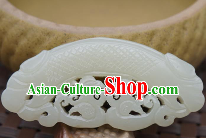 Handmade Chinese Carving Dragon White Jade Pendant Ancient Traditional Jade Craft Decoration
