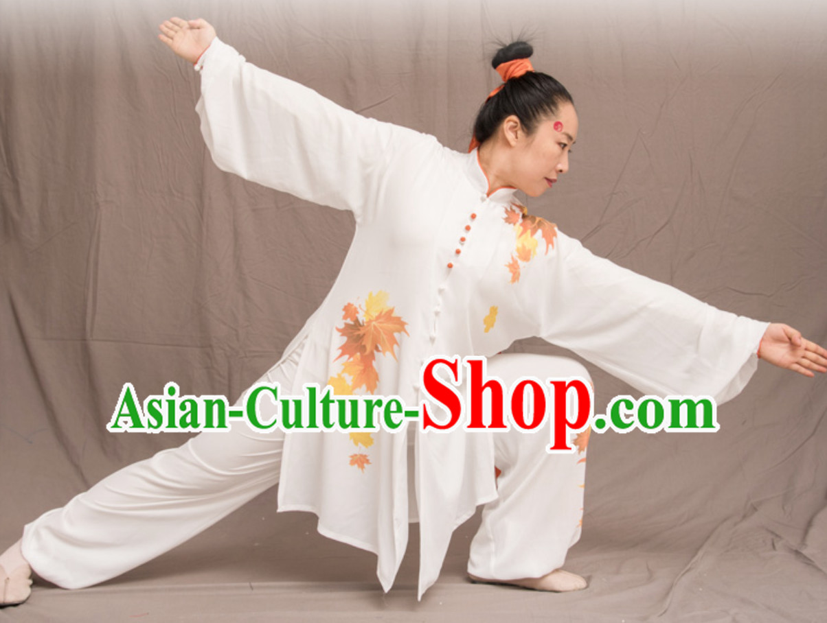White Top Chinese Classical Competition Championship Professional Tai Chi Uniforms Taiji Kung Fu Wing Chun Kungfu Tai Ji Sword Master Dress Clothing Suits Clothing Clothes Complete Set
