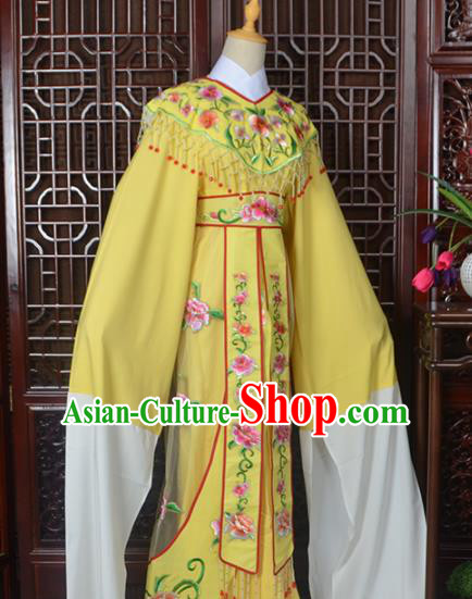Handmade Chinese Beijing Opera Actress Costume Peking Opera Princess Embroidered Yellow Dress for Women