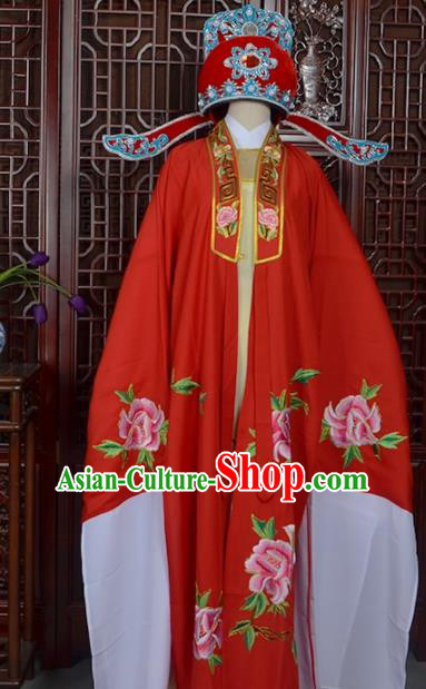Handmade Chinese Beijing Opera Niche Red Costume Peking Opera Scholar Clothing for Men
