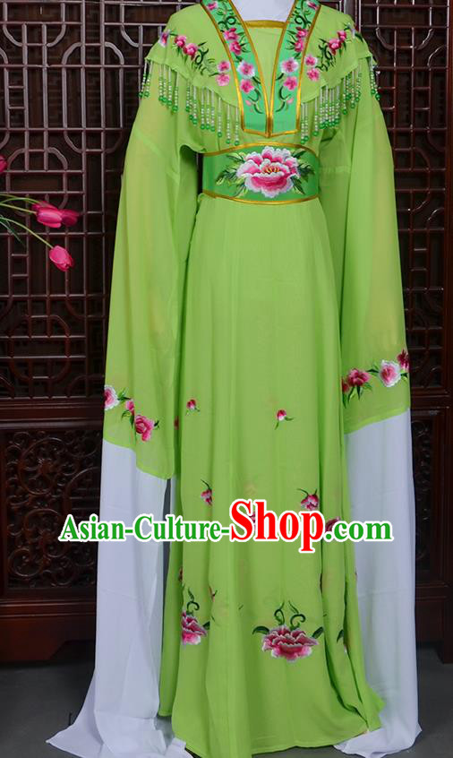 Handmade Chinese Beijing Opera Actress Embroidered Green Dress Peking Opera Princess Costume for Women