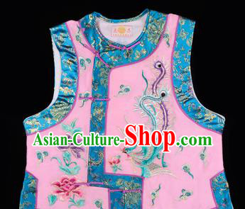 Handmade Chinese Beijing Opera Embroidered Pink Vest Traditional Peking Opera Diva Costume for Women