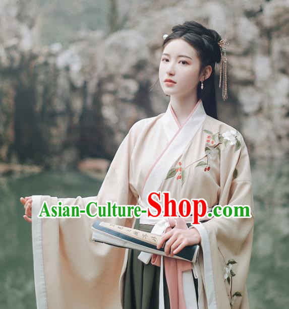 Ancient Chinese Han Dynasty Court Lady Hanfu Dress Traditional Princess Embroidered Historical Costume for Women