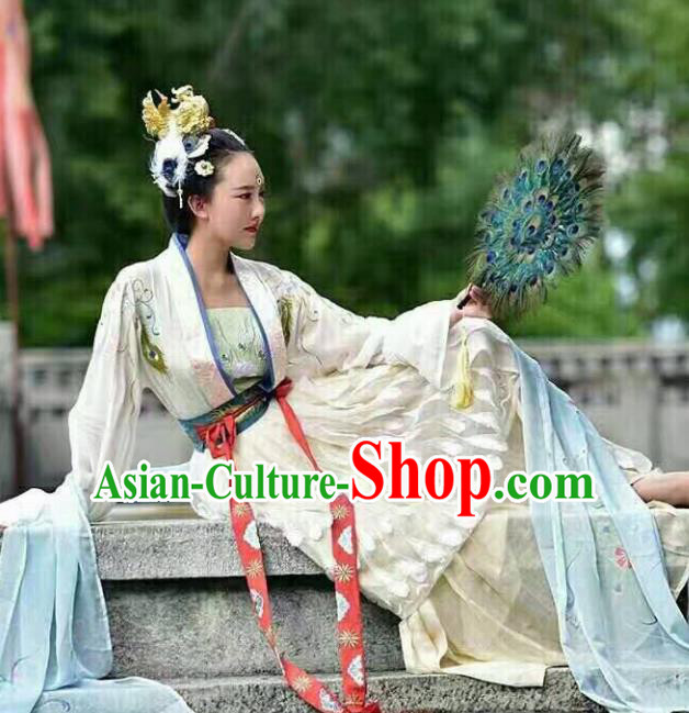 Traditional Chinese Tang Dynasty Court Dance Embroidered Hanfu Dress Ancient Drama Imperial Consort Historical Costume for Women