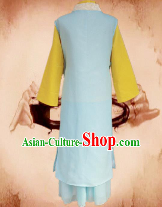 Traditional Chinese Ming Dynasty Young Lady Blue Hanfu Dress Ancient Maidservants Costume for Women