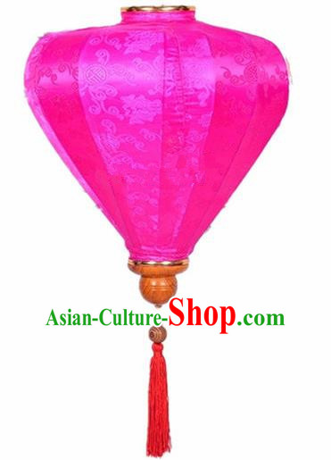 Chinese Traditional Lantern Handmade Rosy Silk Lanterns Ceiling Lamp New Year Lantern