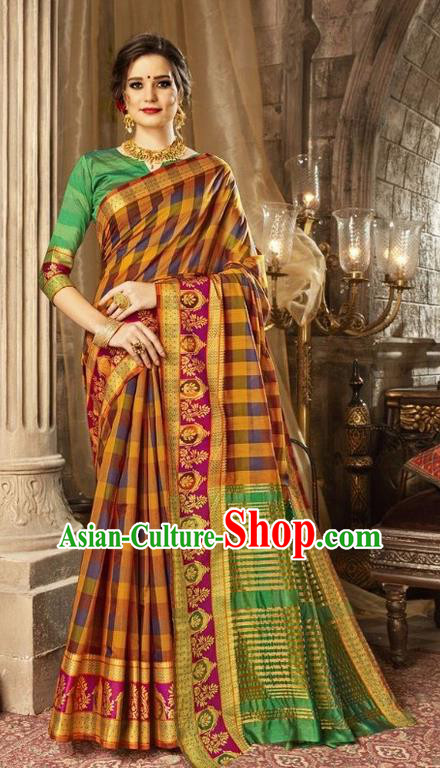Asian India Traditional Bollywood Queen Golden Sari Dress Indian Court Costume for Women