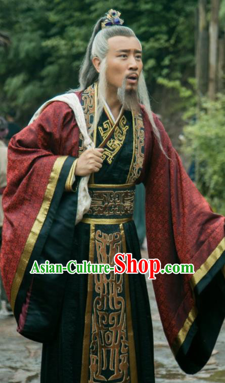 Traditional Chinese Ancient Legend Hoshin Engi Zhou Dynasty Prime Minister Jiang Ziya Historical Costume for Men