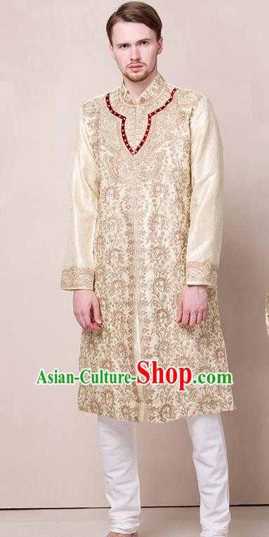 South Asian India Traditional Wedding Costume Asia Indian National Bridegroom Golden Suits for Men