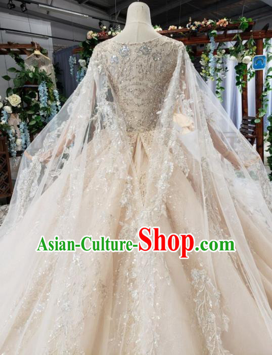 Top Grade Customize Bride Champagne Full Dress Court Princess Wedding Costume for Women