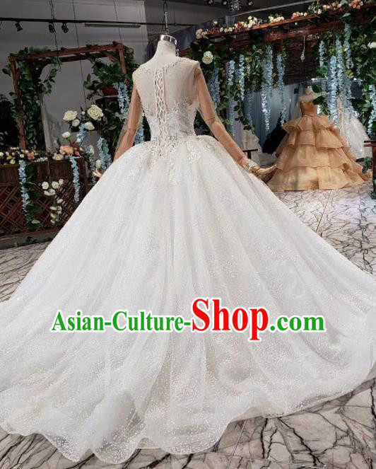 Top Grade Customize Bride Trailing Full Dress Court Princess Wedding Costume for Women