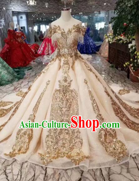 Customize Handmade Wedding Princess Embroidered Mullet Dress Court Bride Costume for Women