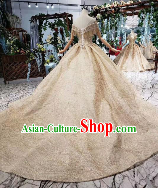 Handmade Customize Princess Trailing Tassel Wedding Dress Court Bride Embroidered Costume for Women